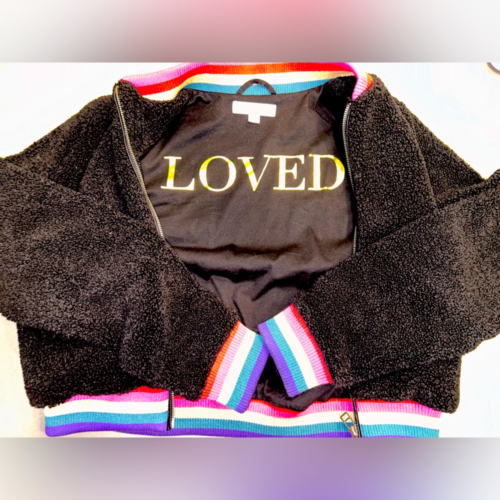 Spiritual gangster cozy jacket black w/ rainbow like colors